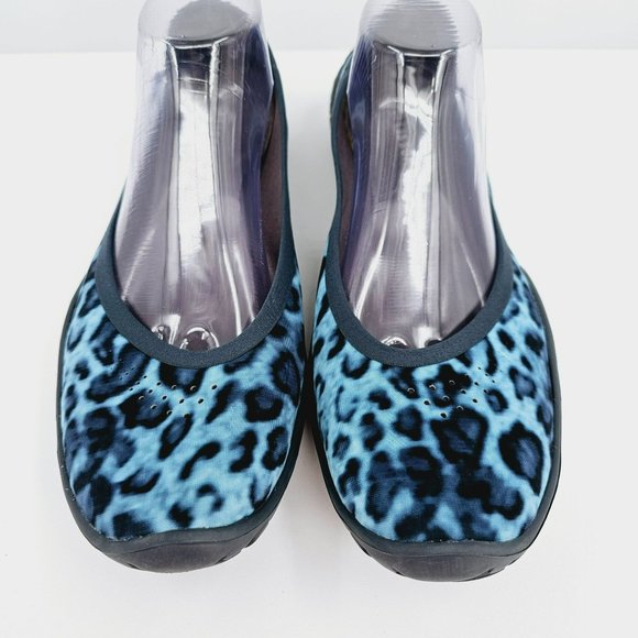 LISSOM Flytes 11.5 Ballet Flats Blue Leopard Print Navy Soles Slip On Comfort - Picture 4 of 15